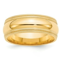 Čvrsta 14k žuto zlato Comfort fit dvostruko milgrain vjenčani prsten