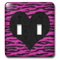 3drose punk rockabilly ružičasti tigar životinjski print crno srce - dvostruki preklopnik