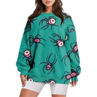 Mrigtriles Dukseri za žene dugih rukava Hallowmas casual crewneck preveliki pulover duksevi vrhovi