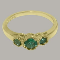 Britanci napravio 9k žuto zlato prirodno smaragdno prsten žena - Opcije veličine - veličina 6.5