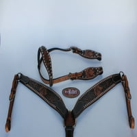 Konjski sedlo Tack Bridle Western Kožna glava s bojnicama 78131A