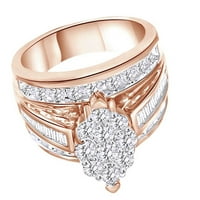Okrugli i baguette Bijeli prirodni dijamantski markizni okvir zaručni prsten u 10K ružin zlatne prstene