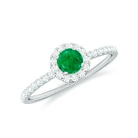 CT Smaragdni zaručni prsten sa moissanite Accent, Emerald Ring Gold, minimalni smaragdni zaručni prsten,