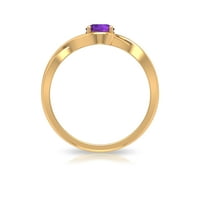 Solitaire Amethyst Crossover prsten za žene, 14k žuto zlato, SAD 9.00