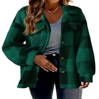 Hait Ladies Sherpa Jakne Fleece Fuzzy jakna dugi rukav kaput za dugi rukav ženski odjećni odjećni plaid