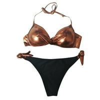 Kupaći kostimi za žene, dame Solid boja vruće žigosanje svijetla krpa Push up Bikini Split kupaći koru