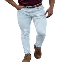 Colisha Muške pantalone ravne prednje hlače s čvrste boje Chino nagrada Udobnost Rad srednjeg struka
