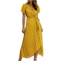 Fnochy ljetne haljine za žene plus veličine V-izrez tisak dame kratki rukav na plaži Ležerne haljina