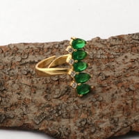 Smaragdni kvarc & CZ drago kamenje, pozlaćeni prsten, podesivi prsten, nakit izjave