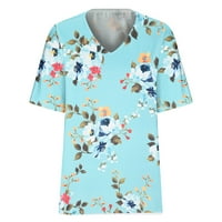 QiaOCaity majice za ženske ležerne bluze plus veličine ljetnih vrhova kratkih rukava tiskanje s majicom