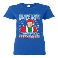 Michael Scott Ime je Bond Santa Bond Ružni božićni džemper Ženska grafička majica, Šumski zeleni, srednji