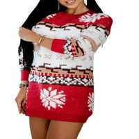 Lilylll ženski zimski topli pleteni džemper božićna zabava Jumper Mini haljina
