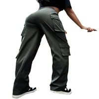 Casual obične teretne hlače tamno sive ženske pantalone