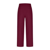 Ženske pamučne patve hlače široke pantalone u boji šale hlače za elastričnu struku Zimske casual dužine