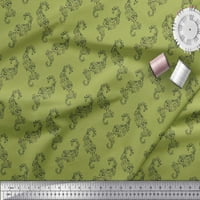 Soimoi Green Heavy Satin tkanina crna skica cvjetna i paisley print šivaći tkaninu bty wide
