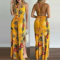 Jumpsuits za žene Ženska moda Halter Porežana noga za leđa Cvjetni print Kombinizam Žuto