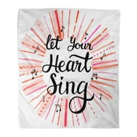 Bacanje pokrivača toplo ugodno print flanelske akvarel muzike Pustite da vaše srce pjeva nadahnuće nadahnuće