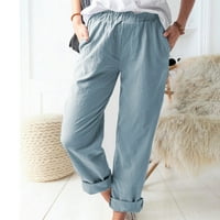 Wendunide Teretne hlače Žene Čvrstote zatezanje pamučne pantalone Pocket Casual Hlače Hlače za odjeću
