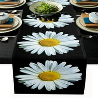 Cvijet bijela tratinčica crna stola za trčanje kućna vjenčanica Dekor stola zastava za obnavljanje pamuka
