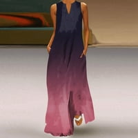 Ženska haljina Elegantni dugi rukav V izrez Maxi ženke Otišana odjeća Trendy Comfy Style Beach Leisure