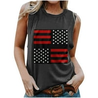 Ženska ljetna američka stanja zastava USA zastava Stars Stripes Graphic Thirt majica bez rukava TEE