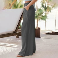 Žene Loose hlače, Flounne Hem elastične struke Ležerne prilivne hlače za jogu za plažu Kaki, siva, crna