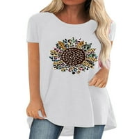 Plus size Ženski kratki rukav suncokret za ispis kratkih majica Labava majica bluza
