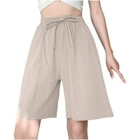 Visoki čeki za kratke hlače Ženska ljetna moda Loose Cat sual četvrtine hlača sa džepovima