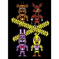 Pet noći u Freddy's Animatronic Squad Oprez TAPE BOY'S CRNA MAJICA-L