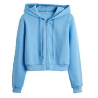 njshnmn zip up duksev za žene prevelike casual hoodie singlewer jakna, plava, l