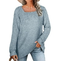 Ženske majice Solid Boja O-izrez Dugi rukav Duks slobodni džemperi vrhovi praznične majice za odmor