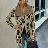 Kardigan za žene Žene Modni labav Leopard Print Srednje dužine Duks puhač Cardigan Tops Beige M