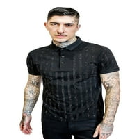 Muški srebrni rhinestone crna polo majica kratkih rukava PS101