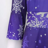 Puawkoer božićna haljina Retro Božićne snježne pahulje Print u dugim okruglim rukama Hully rukava ženske