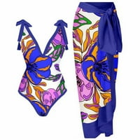 Yuwull Womens Bikini, Ženski ljetni vintage tiskani kupaći kostimi Otvoreni povratni komfor suknja Hot