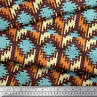 SOIMOI Blue Poliester Crepe tkanina Aztec Geometrijska tkanina za ispis pored dvorišta široko