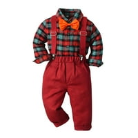 Disomičana odijelo za dijete Dječaci Dječaci Gospodene Set za odjeću Majice + suspenderi hlače odijelo