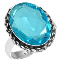 Srebrni prsten za žene - muškarci plavi kvarcni kamen srebrna Veličina prstena decembara modna srebrna