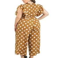 Pfysires Womens V izrez Polka dot čipke up kombinezone Rompers Playsuits Yellow 3xl