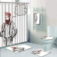 Indie Cool Hipster King Lik sa krunom Misleći da mjehurić Sketch Sketch kupaonica Podesite tuš za kupanje