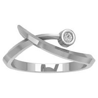 Araiya Sterling Silver Diamond Bypass Band prsten, veličina 9