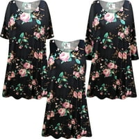 Plus size Petite ženski kratki rukav Rosalinda cvjetni print tunik na vrhu Casual Loase Flowy Majice