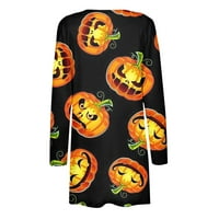 Yubatuo Halloween Cardigan za žene s dugim rukavima otvorena prednja bluza s džepovima