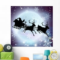Santa Moon Sleigh Silhouette Zidni zidni naljepnica naljepnica Wallmonkeys Vinil Peel i Stick Graphic