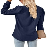 NOLLA Žene vrhovi švicarskim točkicama majica dugih rukava Tee dame labave majice V izrez pulover mornarice