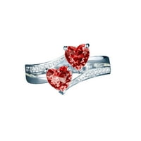 Zirkon dvostruko u obliku srca u obliku srca nakit za vjenčanje, veličina: 9