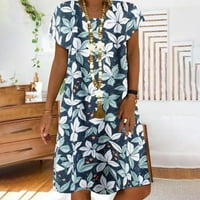 Haljine za žene Ženska smjena V-izrez kratki rukav cvjetni shift srednje dužine Retro labave haljine