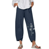 Wozhidaoke hlače za žene obrezane hlače za kancelarne hlače sa džepovima širokim nogama casual mekog