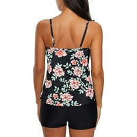 Aimis Tankini Top s boyhorts kupaćim kosuima za žene Dvije luk za print rufflled flounce kupaći kupaći