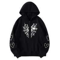 Pianpianzi obrezana dukserica Zip up hoodie usjeve tunike Top žene Žene Srce Print gotički stil dugih